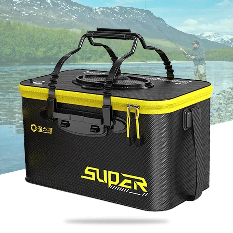 生きた魚を捕まえるためのポータブル折りたたみバッグ釣り道具キャンプ用コンテナ水切り