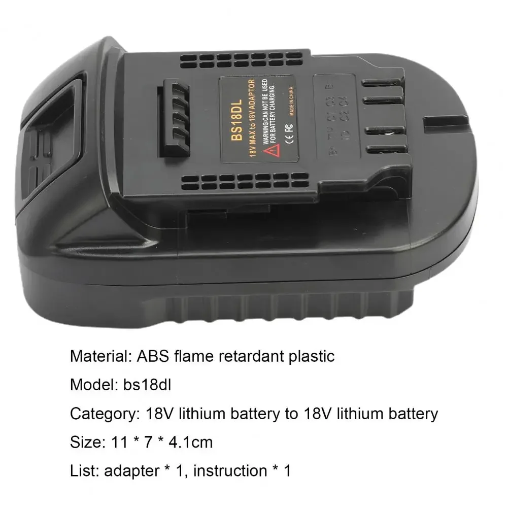 BS18DL For Bosch 18V Battery Use For Dewalt 18V/20V Li-Ion Battery Power Tools 4-PIN Converter Battery Adapter