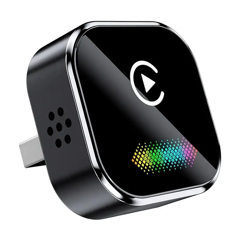 Wireless Carplay 2In1 Android AUTO Voice-Activated Colored Light AI Box USB Adapter Wired Connection For Car