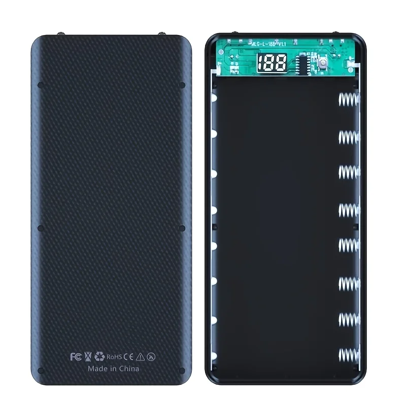 DIY Battery Charger, Power Bank Case, Fast Charging Box Suitable for Charging 8 18650 Batteries