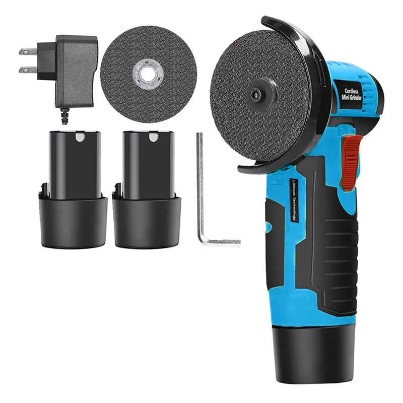 HOT-Cordless Mini Angle Grinder Kit Small Angle Grinder Tool Kit With 2 Pack 12V Batteries, 19500 RPM Power Angle Grinders, US P
