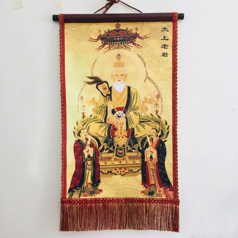 

Longhushan Taoist portraits, Taoist statues, Taoist supplies, Laojun riding on a green ox hanging painting, the portrait of Laoj