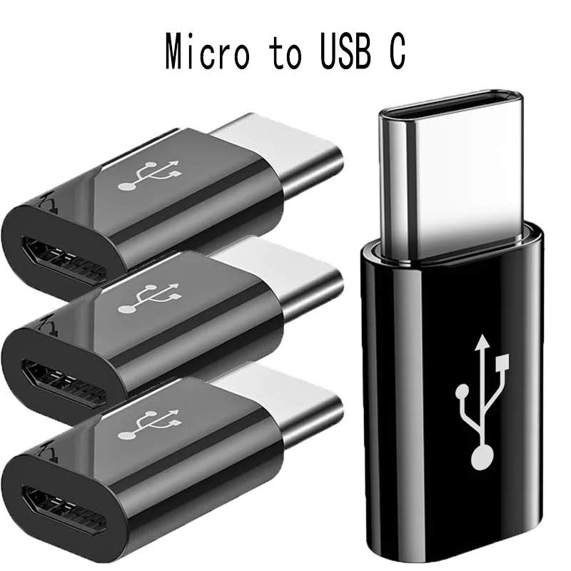 1/4pcs Micro USB to USB C Adapter Female to Male Type C OTG Converter Micro B Charging Cable Adapter for Smartphone Accessories