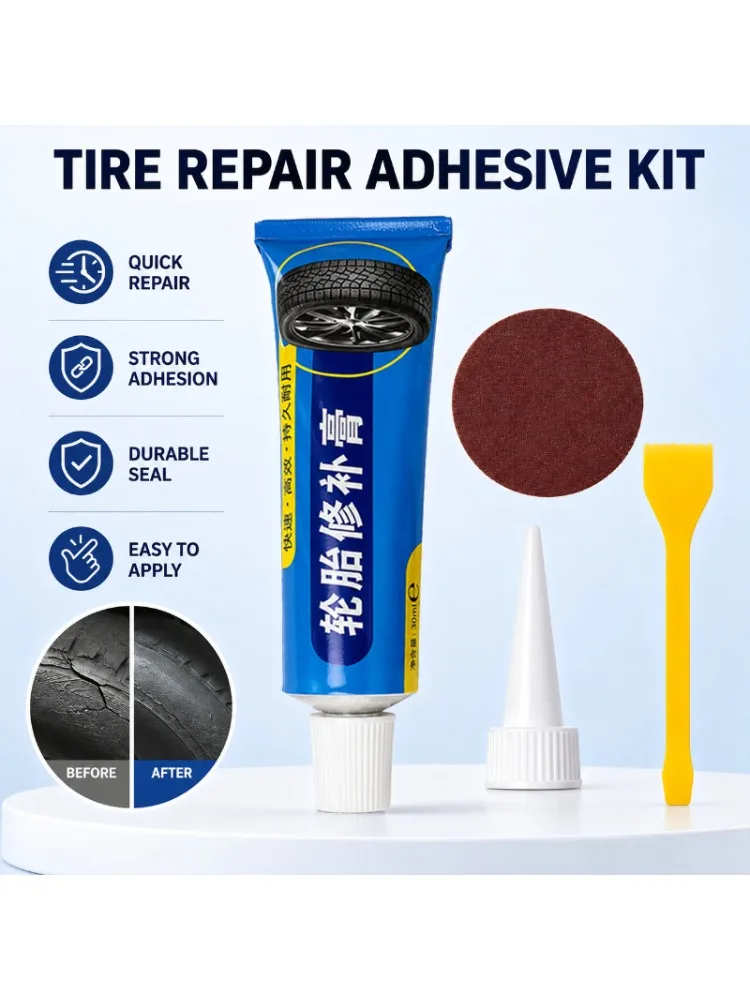 AliExpress NONE Permanent Rubber Tire Repair Glue 30ml Complete Kit Quick Patch Seal For Bike Motorcycle ATV Car Tyre Crack Leak Repair Supplies