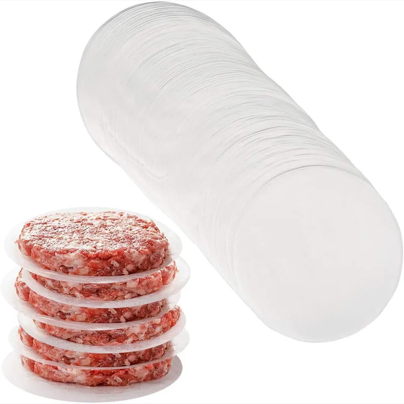 100pcs Round Hamburger Patty Paper Food Grade Non-stick Baking Paper For Burger Pressed Patties,Baking Cake Liner