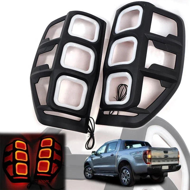 Matt Black Tail Light With LED Taillamp Cover Fit For Ford Ranger Raptor 2012-2021 T6 T7 T8 Body Kit Car Exterior Accessories
