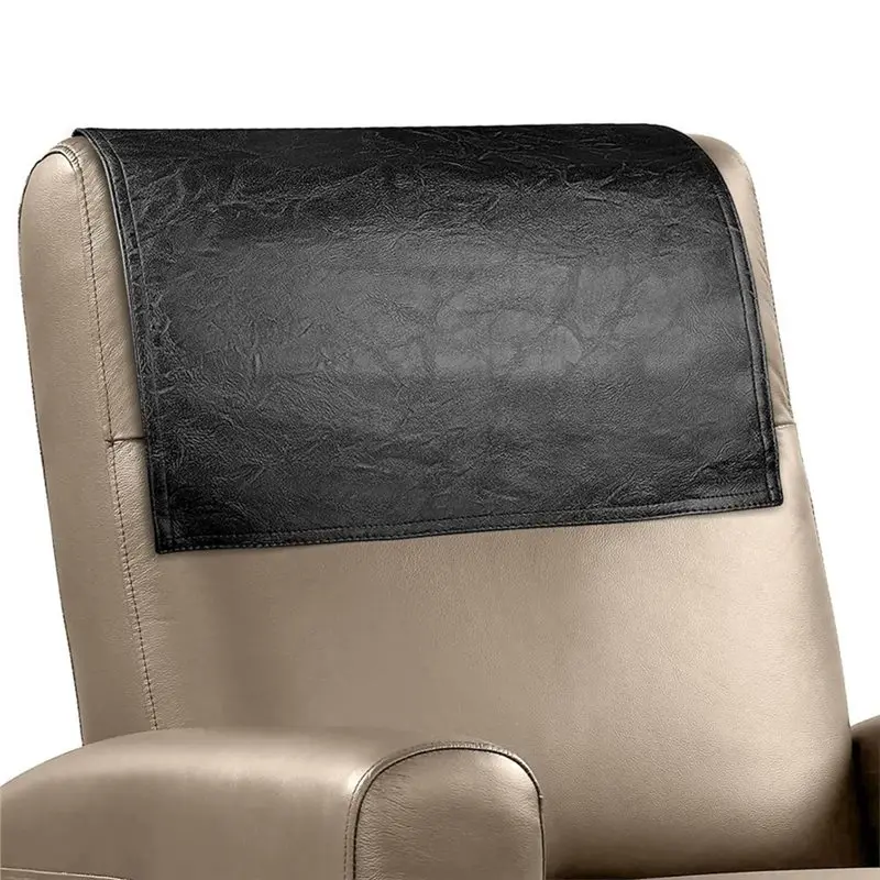 ABMH-Recliner Headrest Protector Faux Leather Headrest Cover For Recliner Chair Couch Headrest Cover For Furniture Black