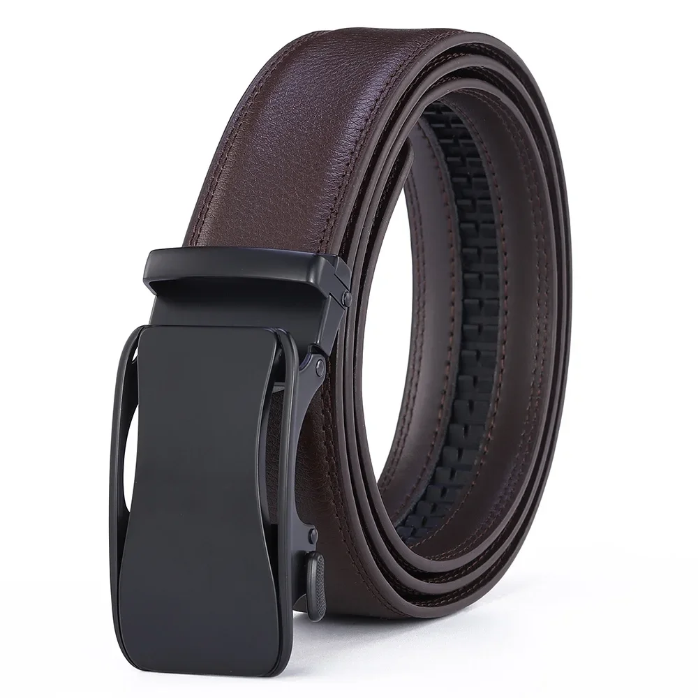 Cinturón de cuero genuino para hombres con hebilla automática de negocios de gama alta nuevo modelo 2025 cinturón de cuero para hombres