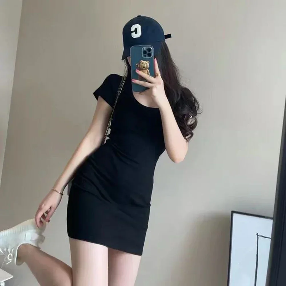 Mini Dresses Women Sexy Slim Design Hot Girls Creativity Spring Folds Simple Pure Club Leisure Vestidos Personality