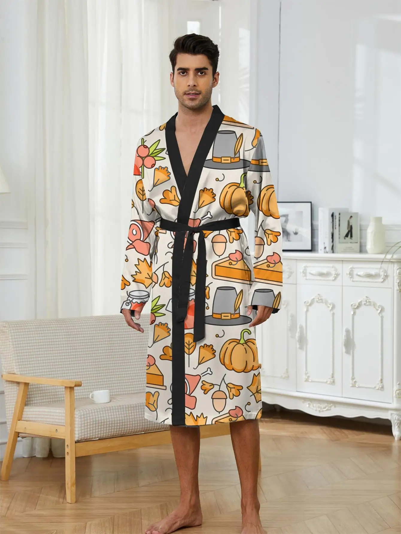 1 Uds. Bata de baño para hombre, primavera/verano 2026, bata gráfica con estampado 3D, pijama divertido, albornoz transpirable para hombre