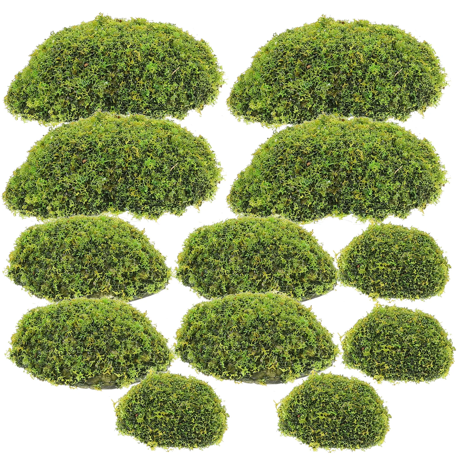

12pcs Artificial Green Moss Stone Decorative Faux Rocks For Bonsai Plant Wall Garden Layout Home Office Decor Micro Landscape