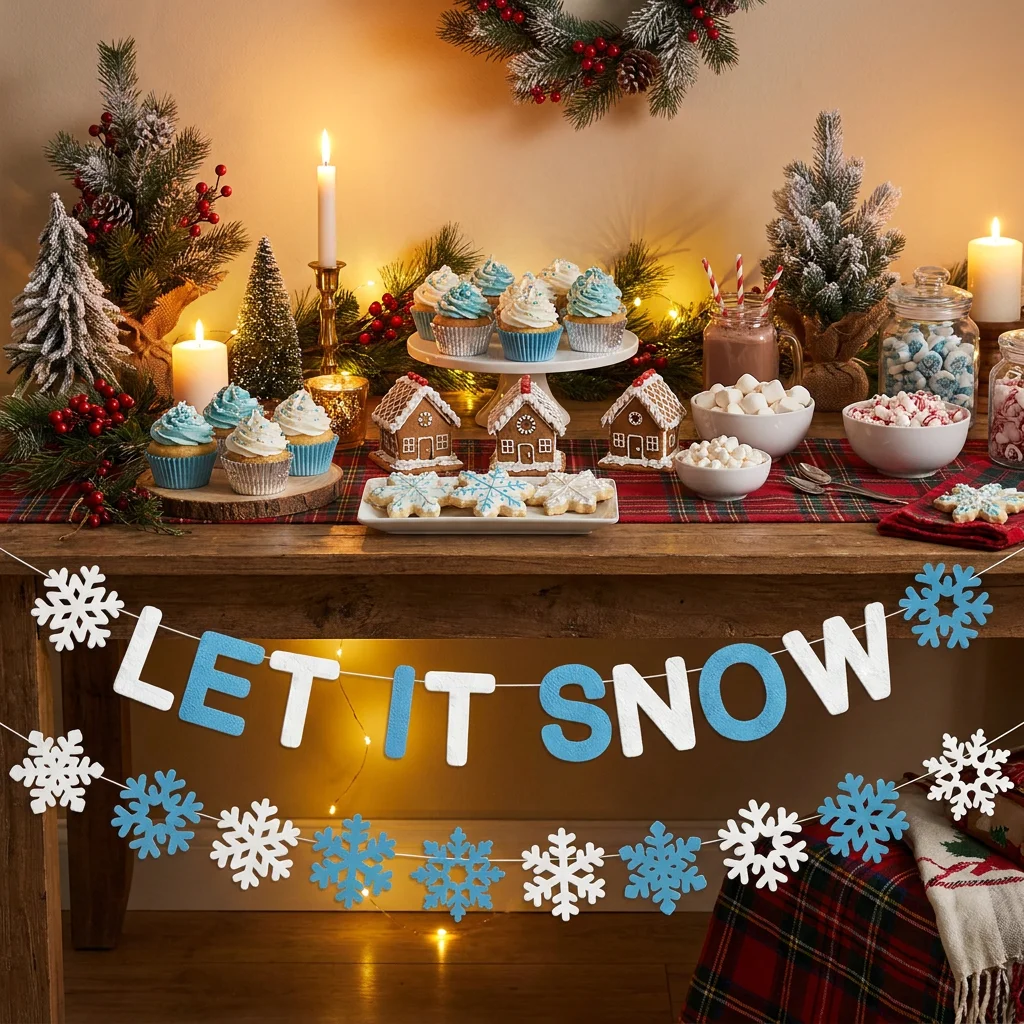 Let It Snow Felt Banner Blue W - Let'S Party Event Supply ulasan dan harga