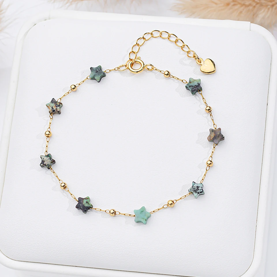 Start Design Pulsera de piedra natural en la mano para mujer Joyería de moda Brazalete de cadena hecho a mano