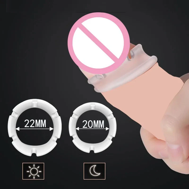 2PCS Foreskin Corrector Rings Male Silicone Penis Rings Sex Toys For Men Cock Ring Delay Ejaculation Daily/Night Lock Ring