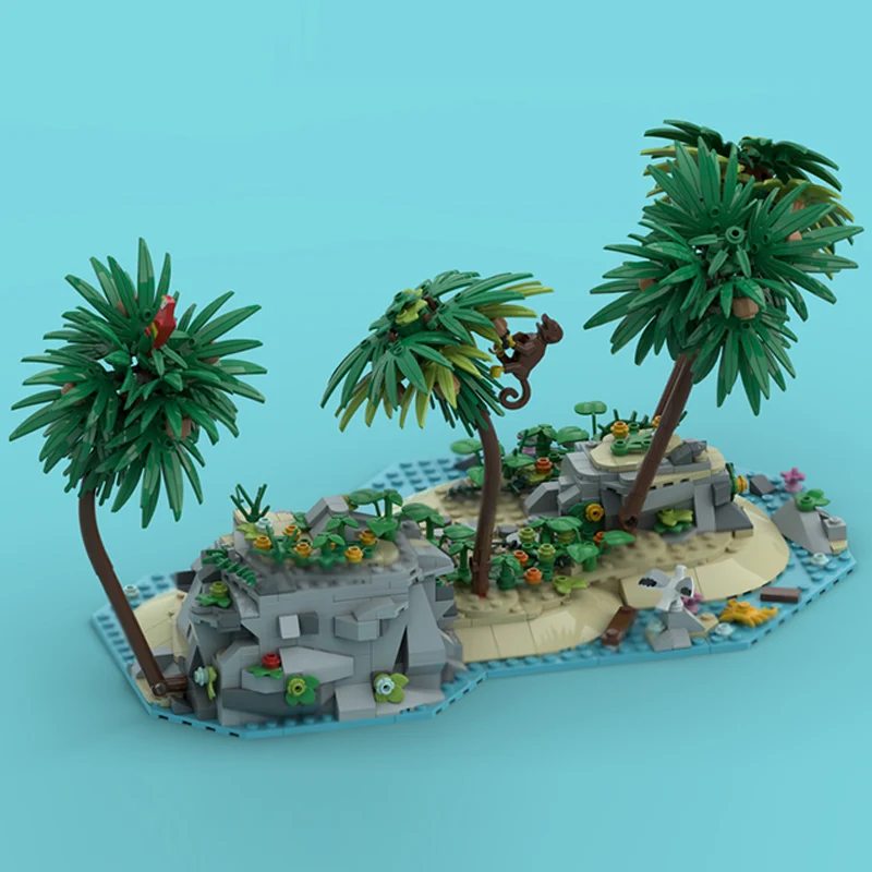 중세 성 모델 MOC 빌딩 블록 섬 암초 모듈형 기술 어린이 휴일 선물 조립 장난감 세트