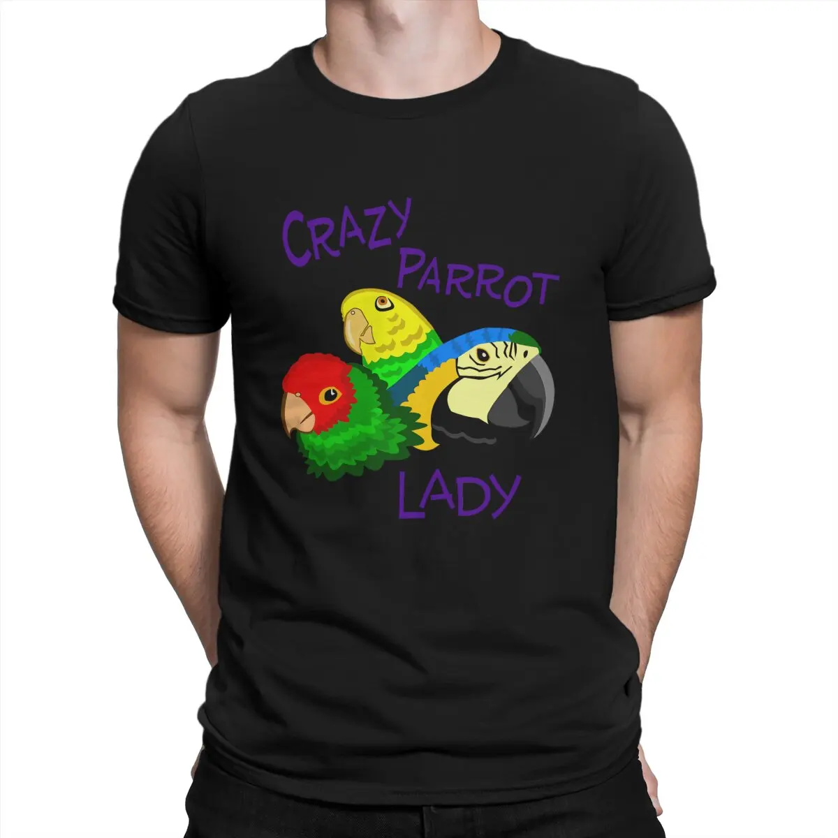 Crazy Lady T Shirt Men 100% Cotton Novelty T-Shirt O Neck Conure Cockatiel Tees Short Sleeve Tops New Arrival