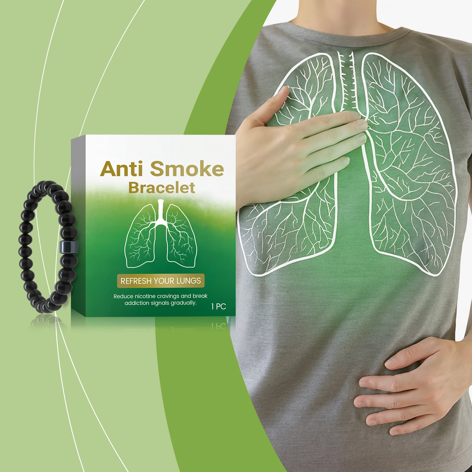 Anti-Stopp-Rauch-Magnet-Armband, hilft beim Rauchen leicht zu stoppen, reduziert Zigarettensucht, lindert Stress, Anti-Rauch-Starthilfe
