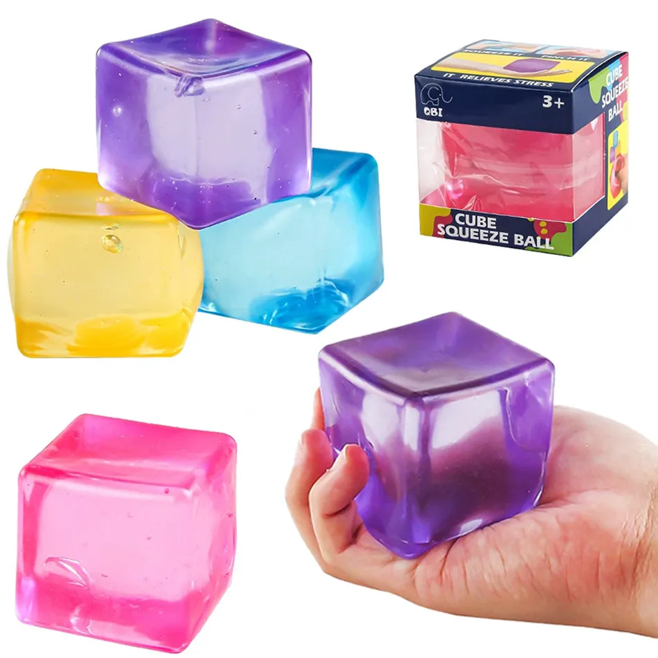 

Nee-doh High Beauty Solid Color Squishy Cube Clear, яркий цветной кубик-игрушка, мягкий, глянцевый, с глянцевой поверхностью.