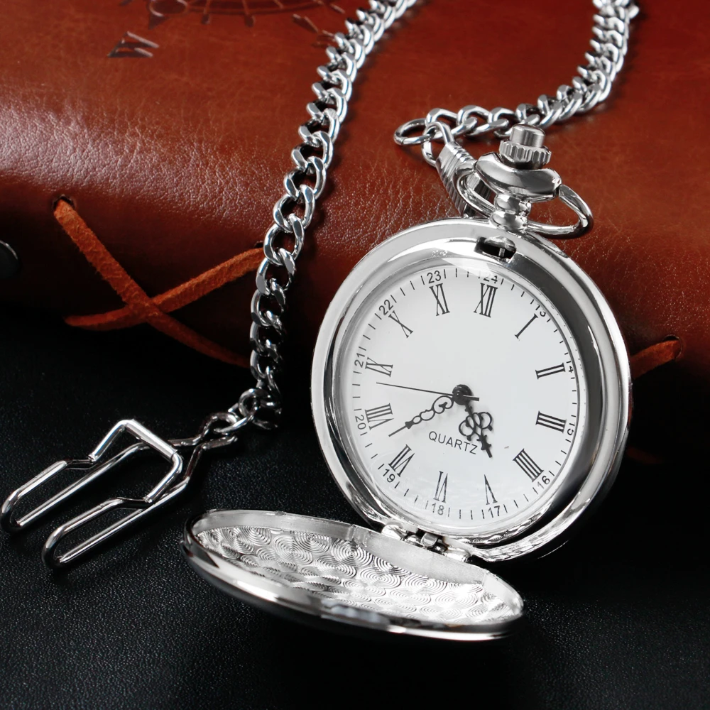 

Top Brand Luxury Silver Quartz Pocket Watch Smooth Exquisite Vintage Chain Necklace Men's Women Gift CF1904 reloj de bolsillo