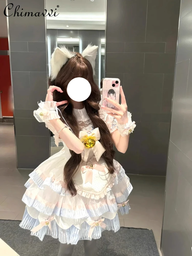 Lolita vestido de balé fofo boneca aniversário bar mitzvah vestido de bolo fofo verão novo doce menina curto lo vestidos de princesa + camisa