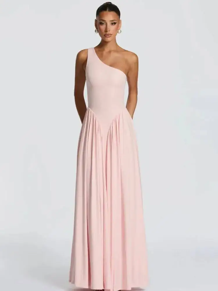 Blifanbo Elegantes Schulterfreies Sexy Maxikleid für Damen Rückenfreies Ärmelloses Gerafftes Modisches Club-Party-Langes Kleid Damen-Outfit
