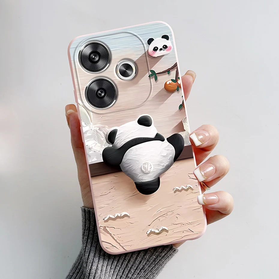 For Poco F6 Case For Xiaomi Poco F6 Pro Cover Fundas Coque Cute Rabbit Panda Liquid Silicone Soft Phone Case Bumper For Poco F6