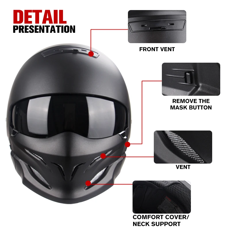 2023 Combination Scorpion Motorcycle Helmet Retro Multi-Fuction Scorpion Casco Street Fighter Full Face Casque Capacete Kask DOT