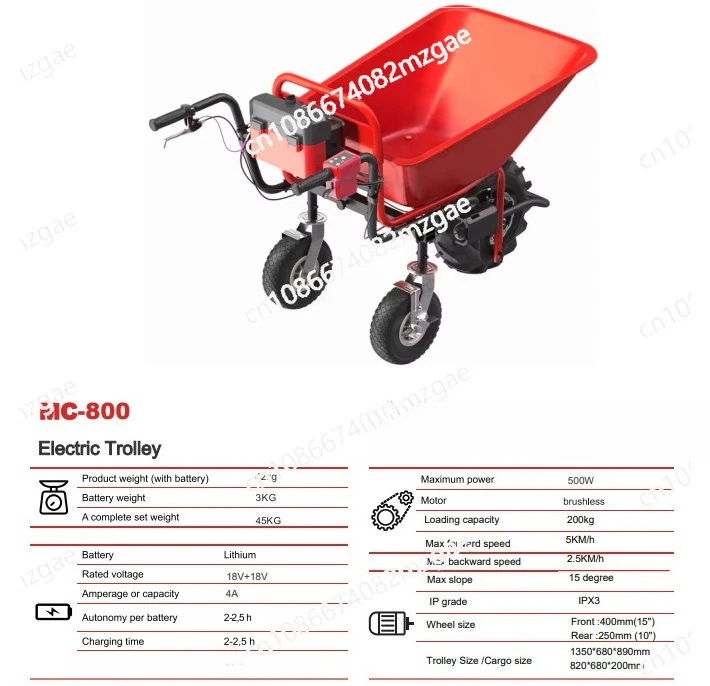 Lithium Battery Four Wheel Electric Transport Cart with Stainless Steel, Professional Cargo Handling Farm Lightweight