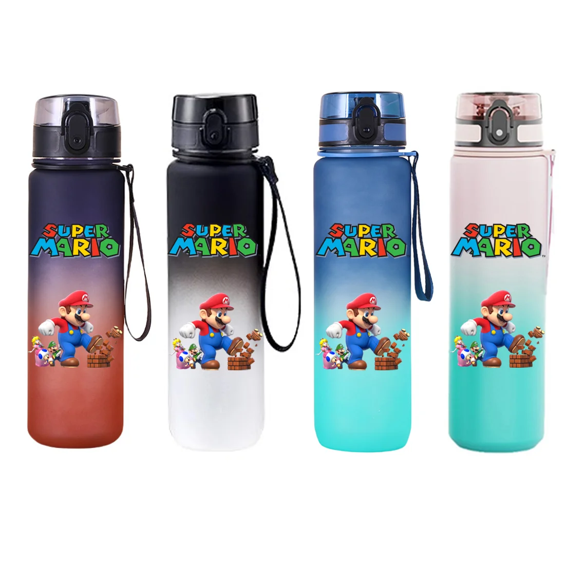 650 ml Super Mario Wasserflasche mit Klappdeckel, auslaufsicherer Becher, zum Trinken, für Outdoor-Reisen, tragbar, für Fitnessstudio, Fitness, Krüge, langlebig, leicht