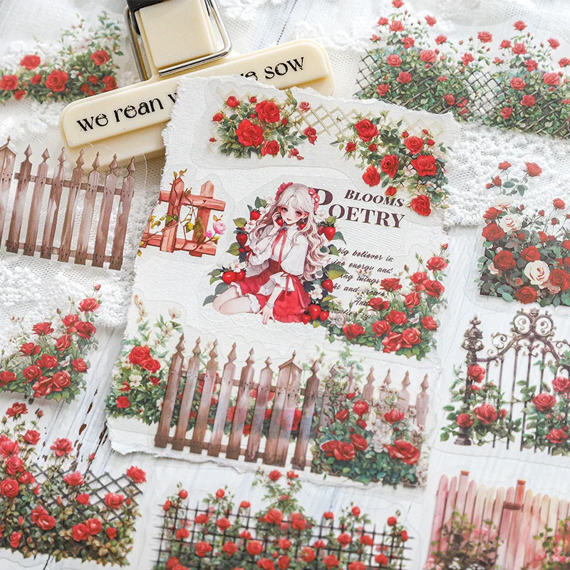 30 Pcs Fence Stickers PET Material Hand Account Scrapbook Collage Decor Junk Journal Aesthetics Sticker