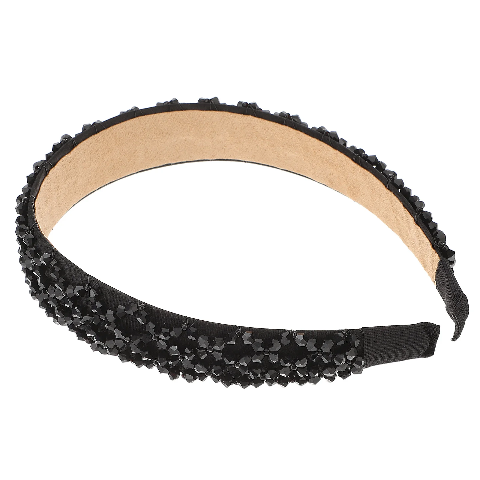 

1pc Crystal Black Fashion Headband For Women Beaded Hoop Hair For Party Engagement Decor Hair Accessory