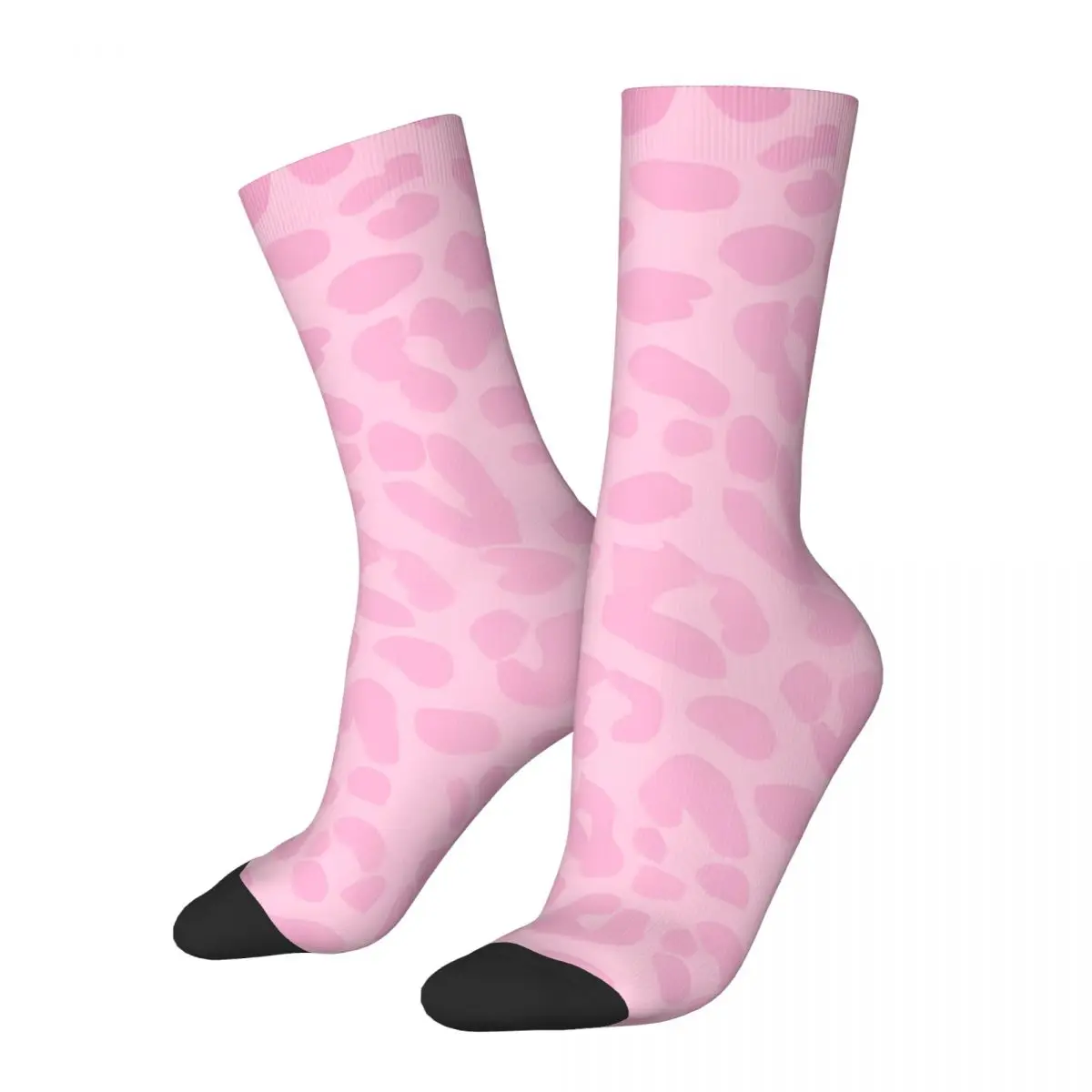 Pink Leopard Print Men's Socks Vintage Harajuku Street Style Novelty Seamless Crew Sock