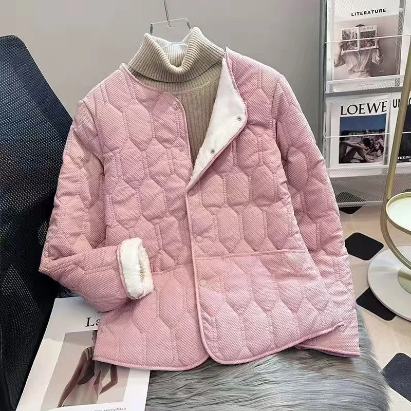 

New Add Velvet Thicken Down Cotton Jacket 2025 Women's Cotton-Padded Clothes Autumn Winter Coat Tops Warm Casual Outerwear