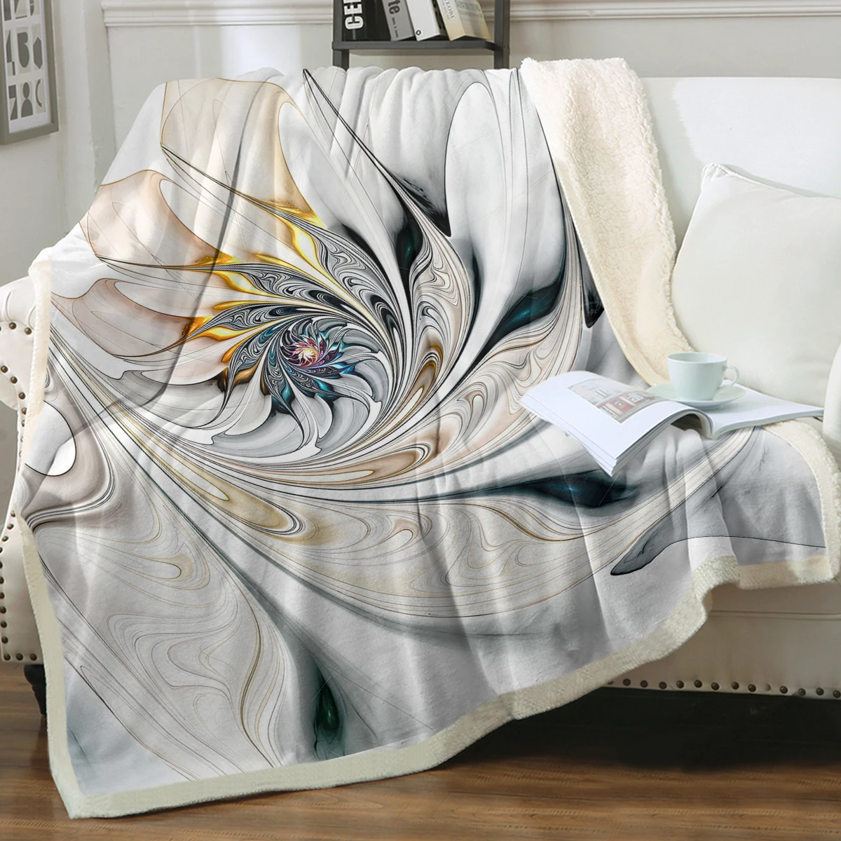 Psychedelic Flower Throw Blanket Vintage Psychedelic Flower Fleece Blanket Soft & Breathable Sherpa Blanket