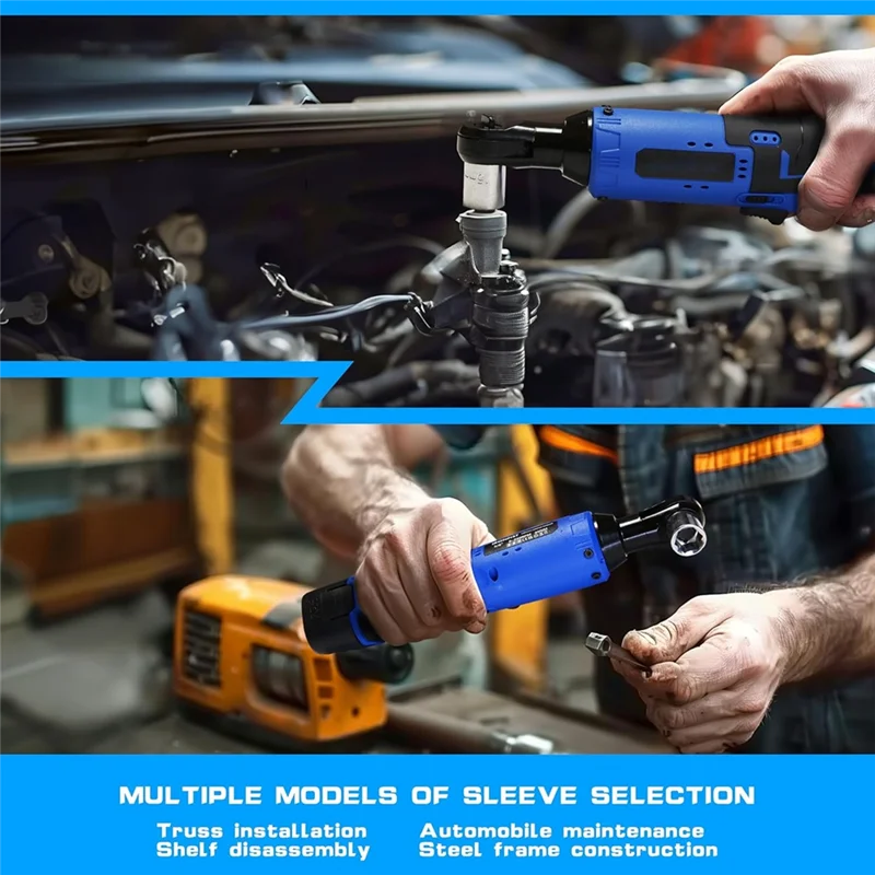 

ABVA-Cordless Electric Ratchet Wrench Set, 3/8In 12V Power Ratchet Driver, Lithium- Batteries, Sockets And Charger US Plug