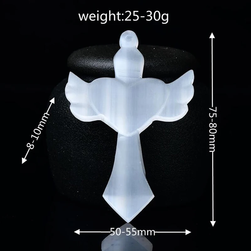 1PC Natural Selenite Cross Shapes Chakra Quartz Healing Crystal Carving Cross shape Stone White Gypsum Ornaments Collection Gift