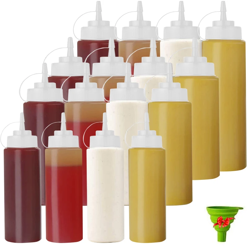 1/2pc Gravy Boats Condiment Squeeze BottlesDurable Plastic Squeeze Squirt Bottle for Ketchup BBQ Sauces Condiments Dressings