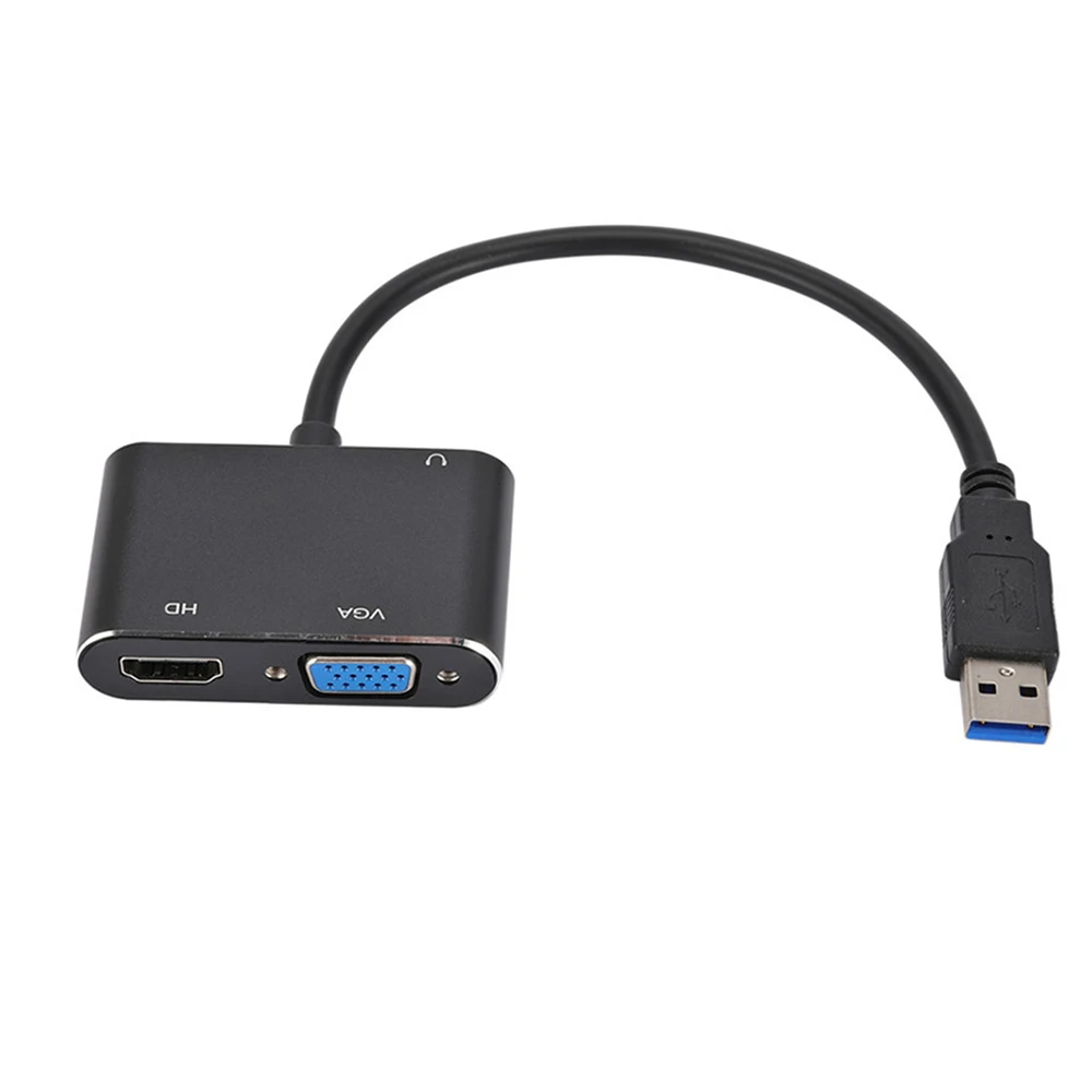 USB3.0 do HDMI-kompatybilny Adapter VGA 1920*1080P podwójne wyjście konwerter męski na żeński dla Mac OS Windows 7/8/10/11 Laptop PC