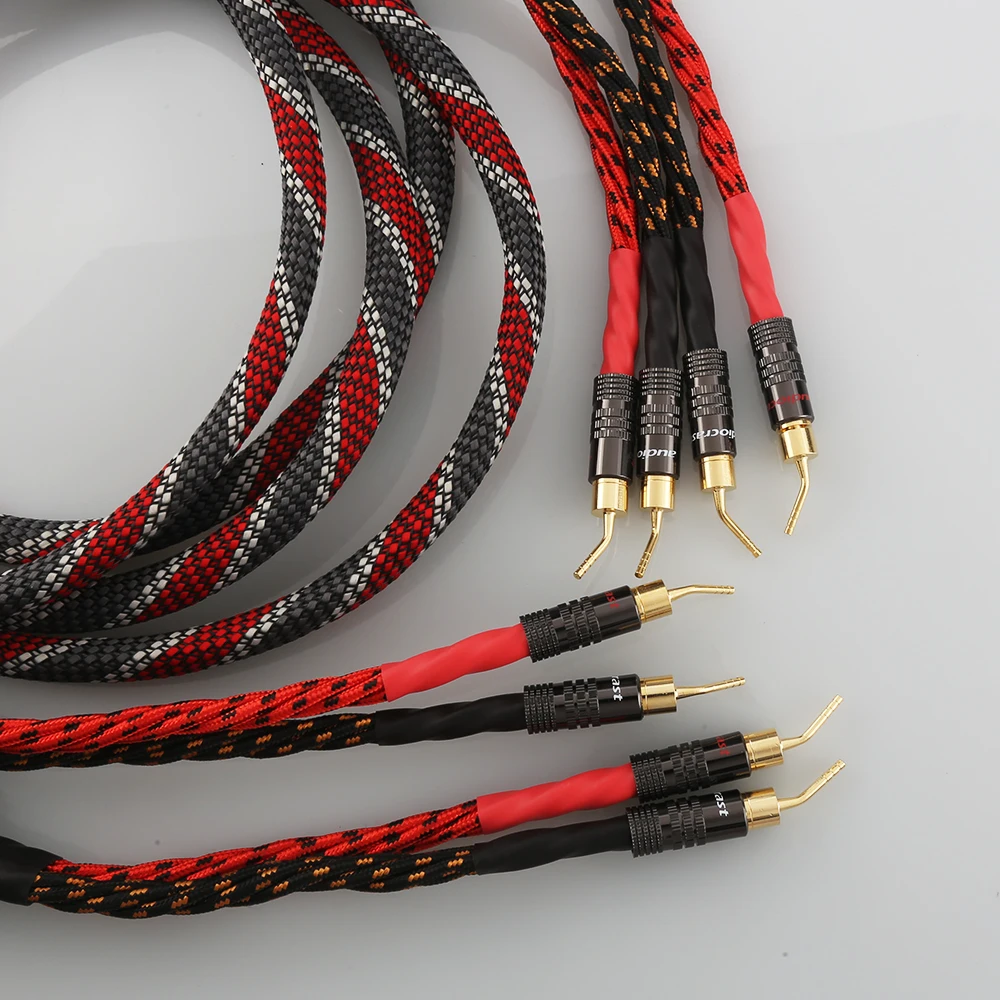 

Audiocrast SC082 Electric Speaker Cable HIFI Audiophile Cable Pin To Pin Banana Plug LoudSpeaker Wire Audio Line