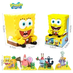 SpongeBob SquarePants Action Figure Character Ornament Pie Star Crab Boss Pineapple House Model Assembly Toy Children's Gifts