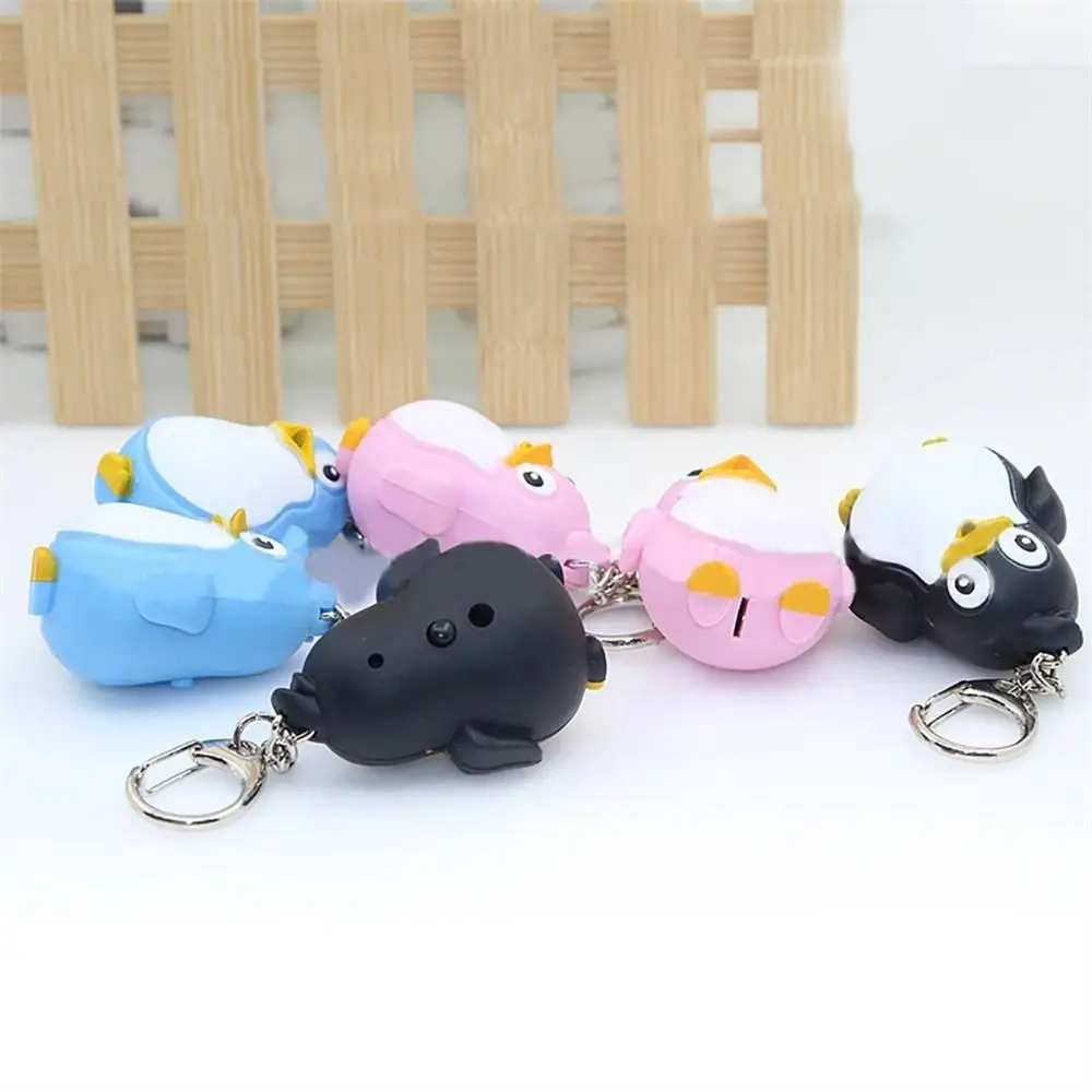 Keychain Motorcycle Fun Animal Penguin Keyring With Sound LED Torch Sound Light Keychain Cute Keyholder LED Keychain
