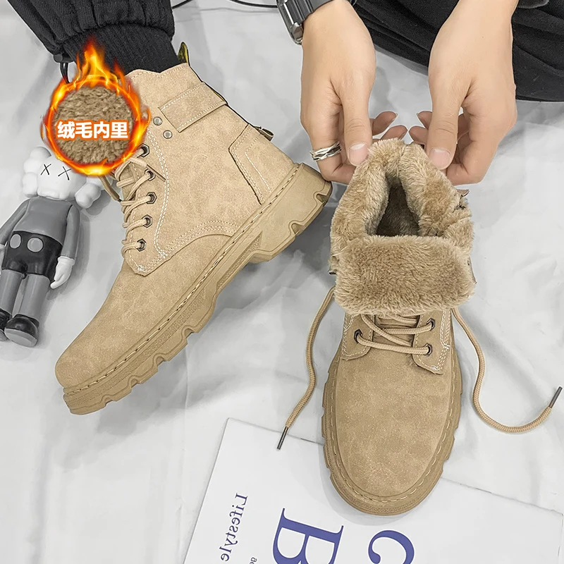 أحذية قطنية شتوية جديدة مقاومة للبرد ودافئة أحذية عالية الجودة للخروج أحذية جلدية غير رسمية أحذية الثلوج أحذية العمل العصرية