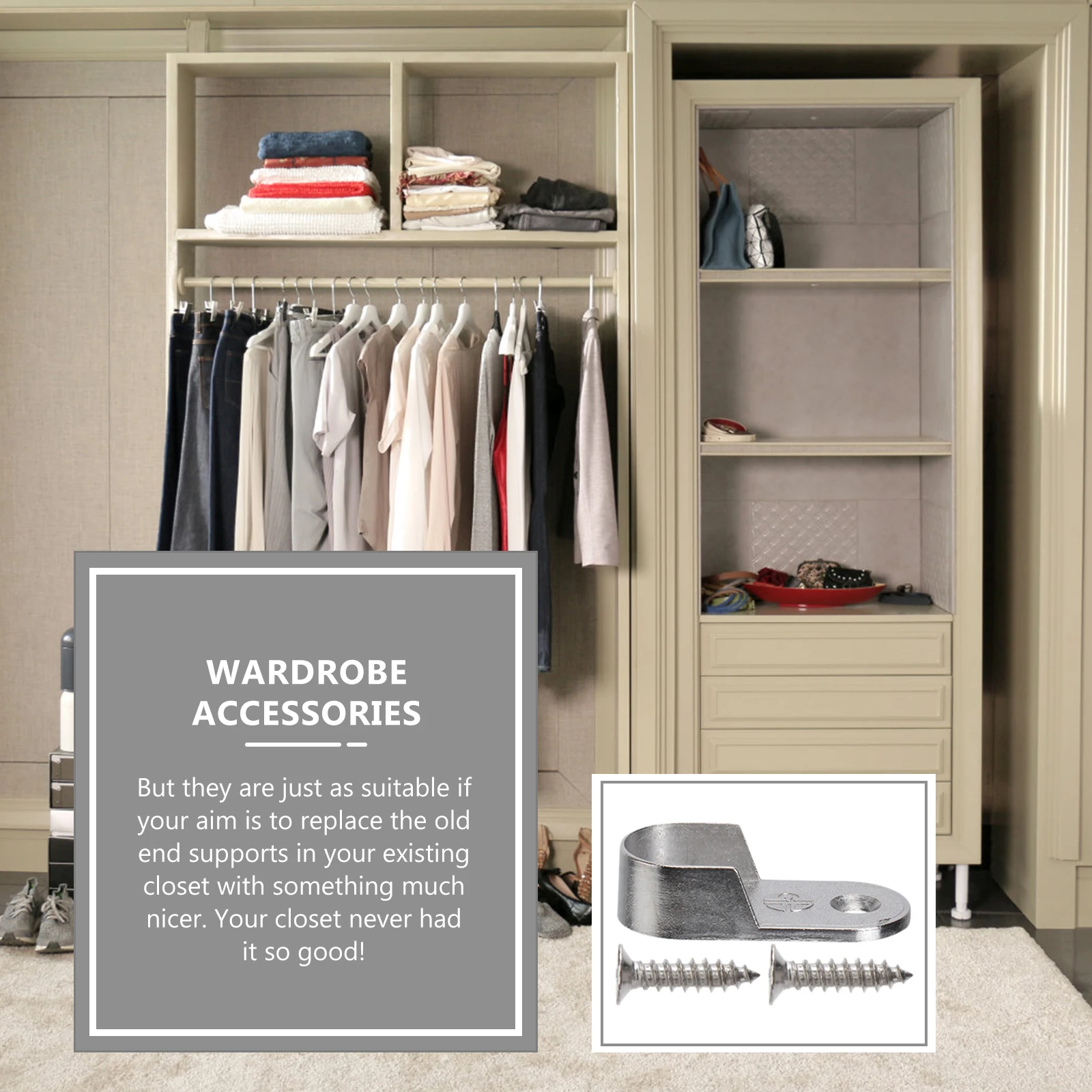 

30pcs Oval Closet Rod End Supports Cast Metal Clothes Rod Brackets Wardrobe Tube Support Hardware Furniture Accessories (10