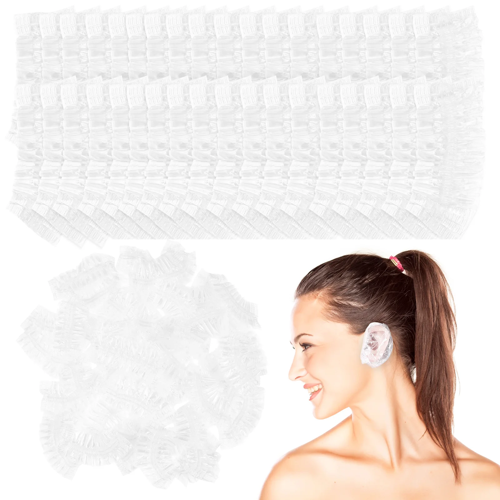 

200 Pcs Disposable Elastic Covers Shower for Hair Dye Shampoo Double-sewn Pe Plastic Apartment