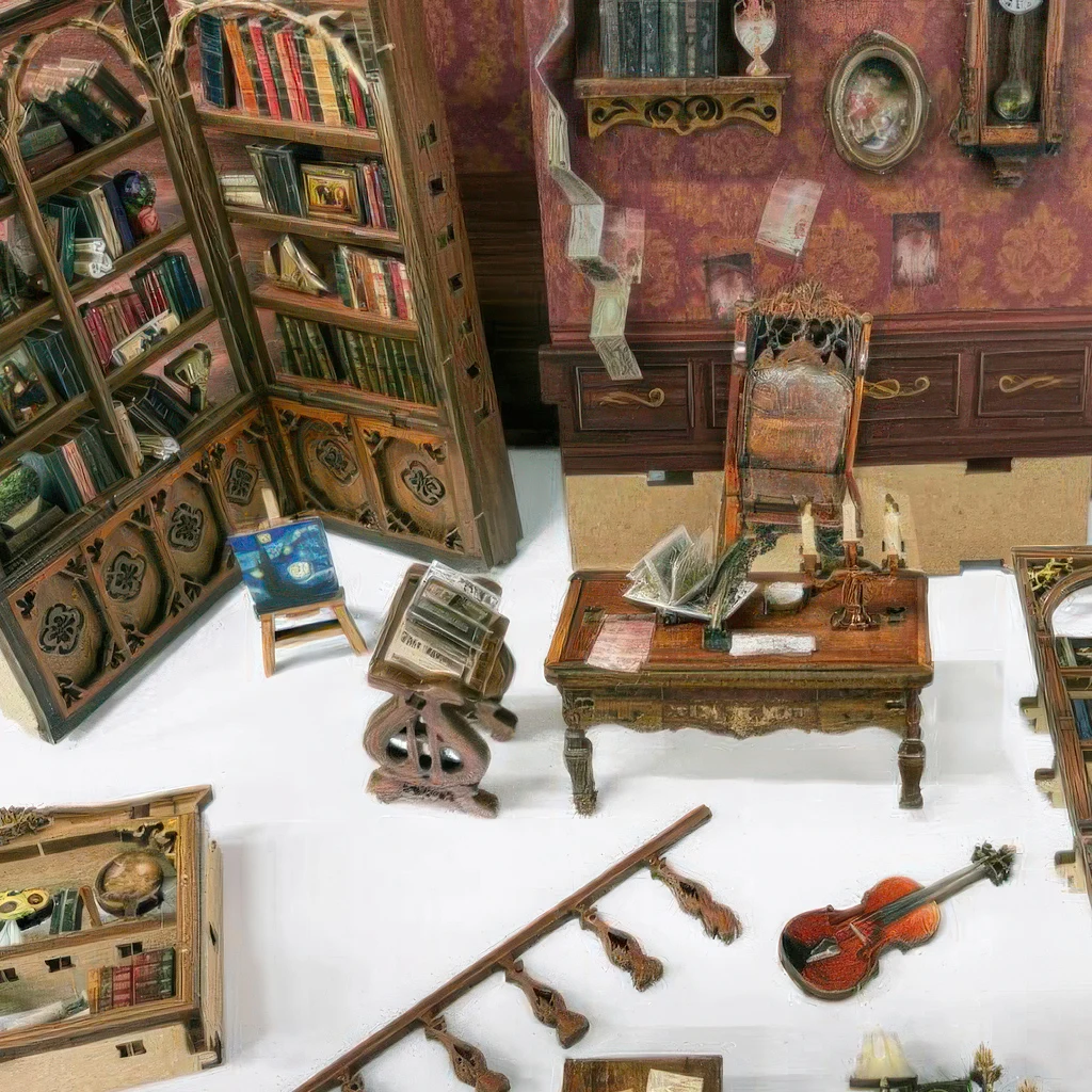 OUZEY 레트로 스터디 북 누크 DIY 키트 - 피규어가 포함된 3D 목재 미니어처 모델, 수집가용 북엔드 및 선물