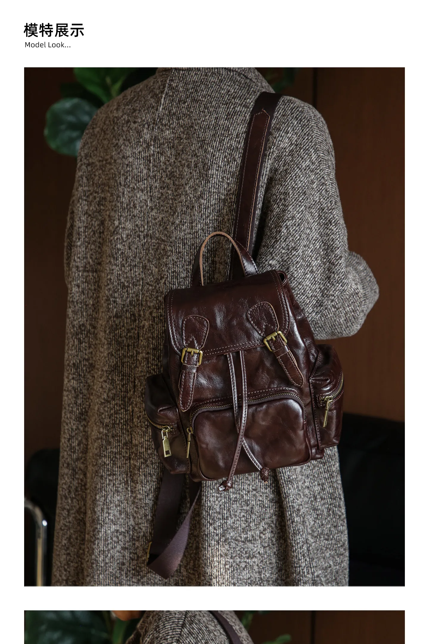 PNDME Mode Vintage Luxus handgefertigter Damenrucksack aus erstklassigem Rindsleder für Outdoor-Reisen und Partys, echter Leder-Rucksack für Frauen. – Detail 6