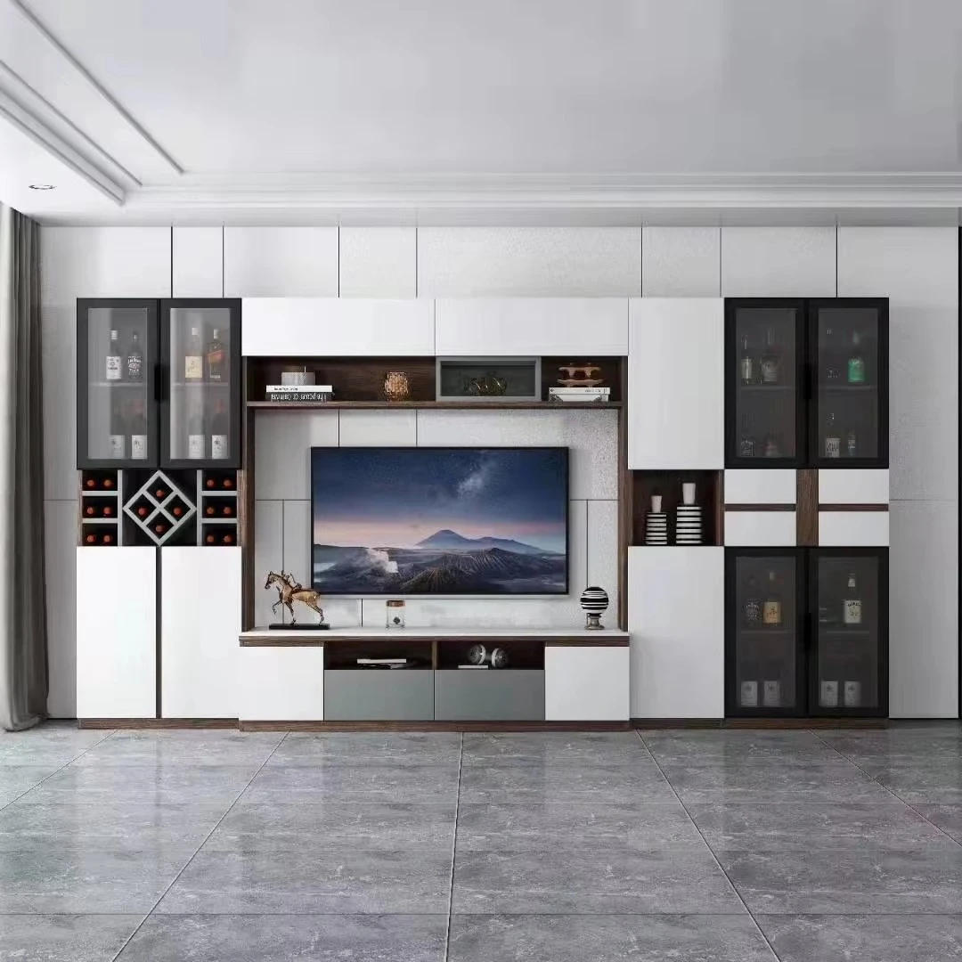 sh-Wooden Luxury Cabinet Set Coffee Table Gold Mirror Lighting Led Design Latest Living Room Black Corner Best Tv Stand*