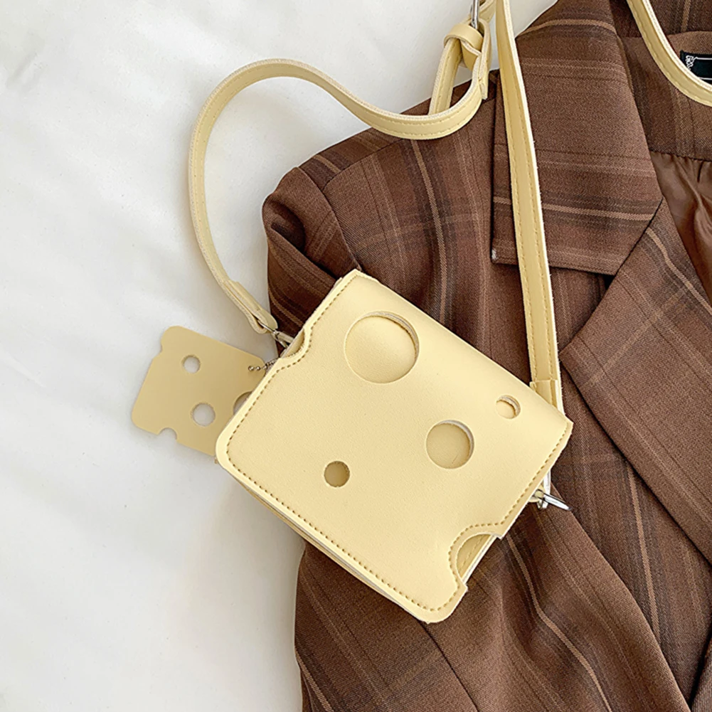 Fashion Mini Women Mobile Phone Pouch Cheese Shaped Sling Shoulder Bag Satchels Small Square Slice Pendant for Girl Purse