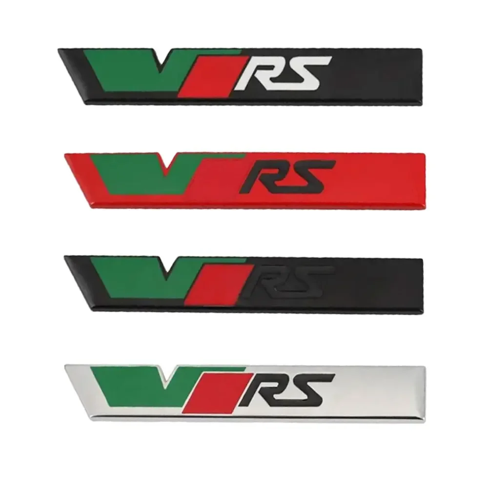 3D Metal VRS RS Letters Logo Car Side Fender Emblem Rear Trunk Sticker Front Grille Badge Decals