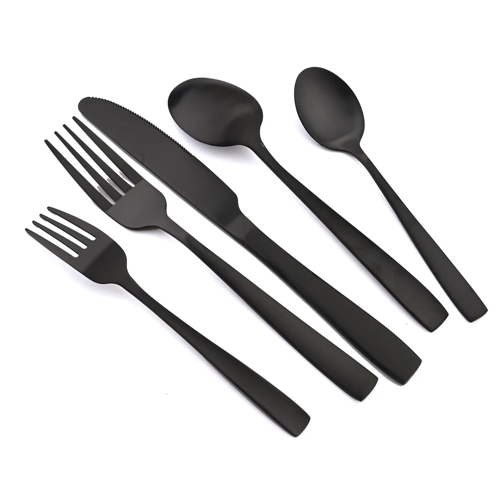 Cutlery Set Knife Fork Spoon Flatware Set Black Matte Dessert Tableware Set Stainless Steel Dinnerware Set Kitchen Silverware